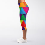 Rainbow Triangles Pattern Print Women's Capri Leggings