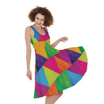 Rainbow Triangles Pattern Print Women's Sleeveless Dress