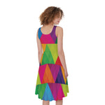 Rainbow Triangles Pattern Print Women's Sleeveless Dress