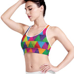 Rainbow Triangles Pattern Print Women's Sports Bra