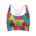 Rainbow Triangles Pattern Print Women's Sports Bra