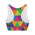 Rainbow Triangles Pattern Print Women's Sports Bra