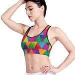 Rainbow Triangles Pattern Print Women's Sports Bra