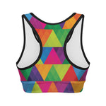 Rainbow Triangles Pattern Print Women's Sports Bra