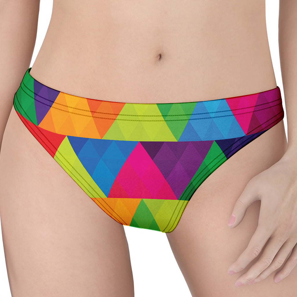 Rainbow Triangles Pattern Print Women's Thong