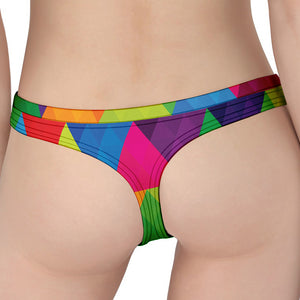 Rainbow Triangles Pattern Print Women's Thong