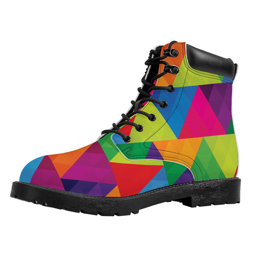 Rainbow Triangles Pattern Print Work Boots