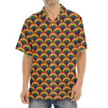 Rainbow Wave Pattern Print Aloha Shirt