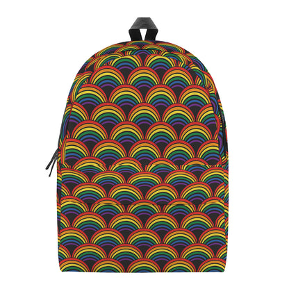 Rainbow Wave Pattern Print Backpack