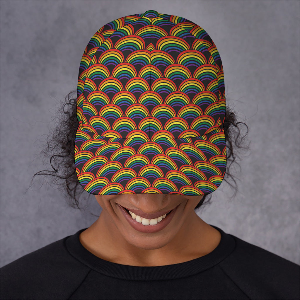 Rainbow Wave Pattern Print Baseball Cap