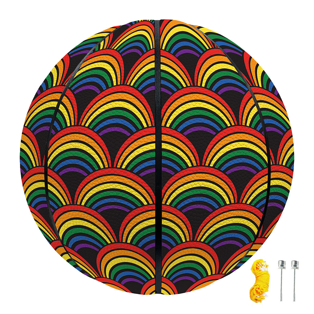 Rainbow Wave Pattern Print Basketball
