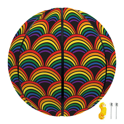 Rainbow Wave Pattern Print Basketball