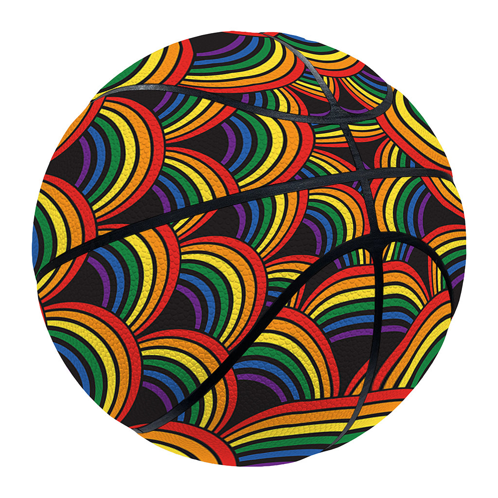 Rainbow Wave Pattern Print Basketball