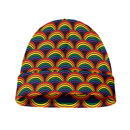 Rainbow Wave Pattern Print Beanie