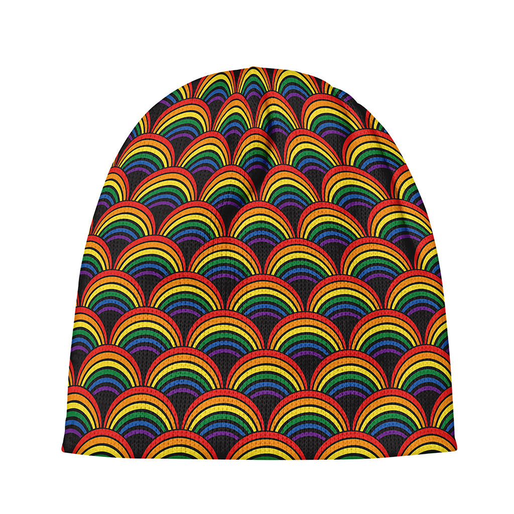 Rainbow Wave Pattern Print Beanie