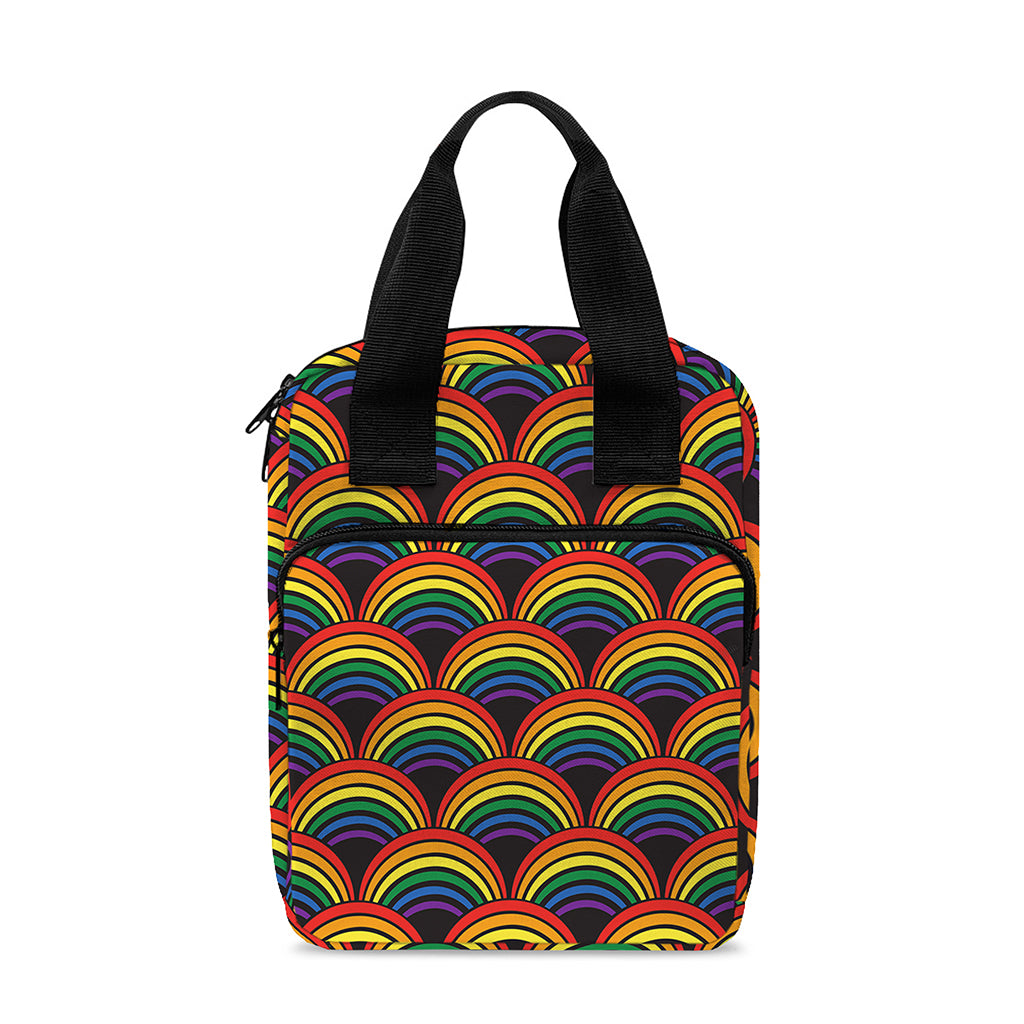 Rainbow Wave Pattern Print Bible Tote Bag