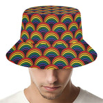Rainbow Wave Pattern Print Bucket Hat