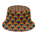Rainbow Wave Pattern Print Bucket Hat