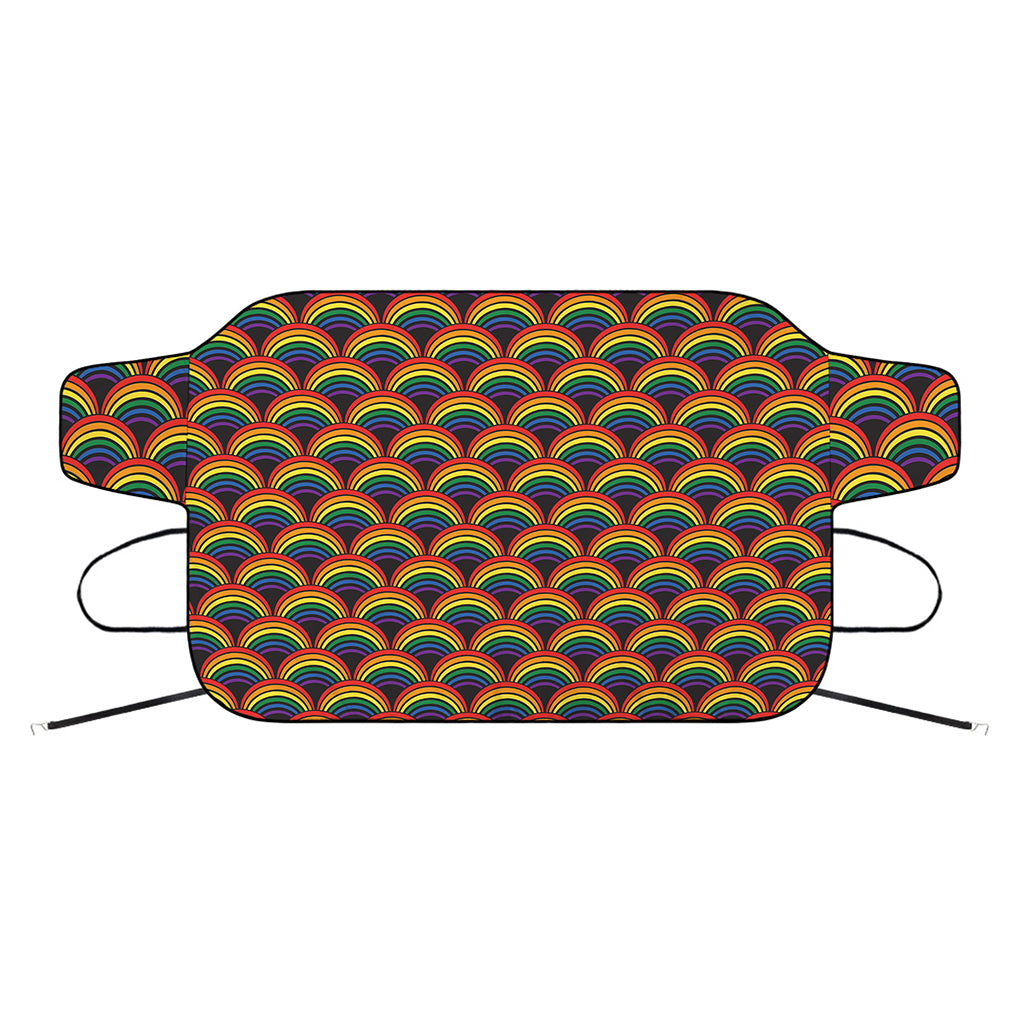 Rainbow Wave Pattern Print Car Windshield Snow Cover