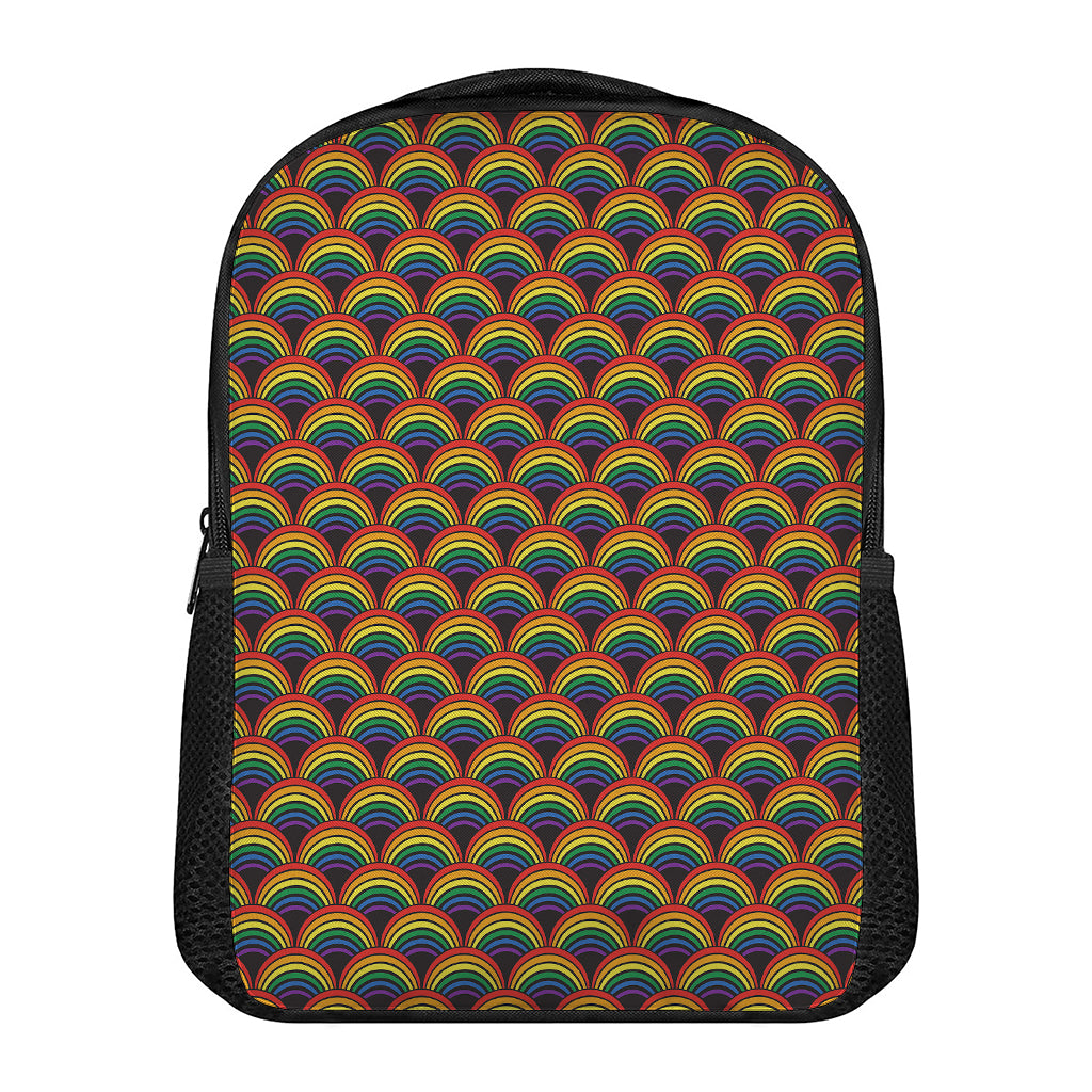 Rainbow Wave Pattern Print Casual Backpack