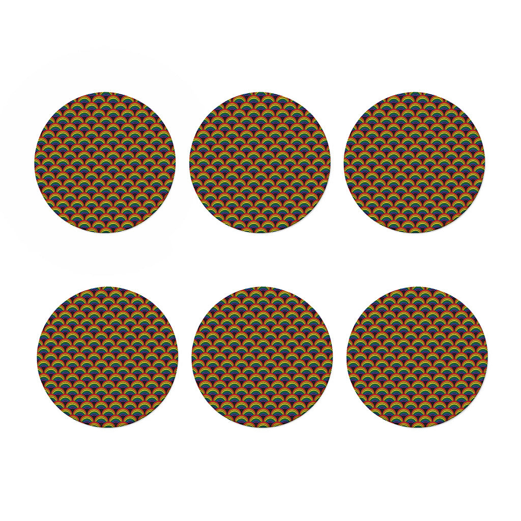 Rainbow Wave Pattern Print Coaster Set