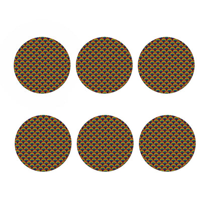 Rainbow Wave Pattern Print Coaster Set