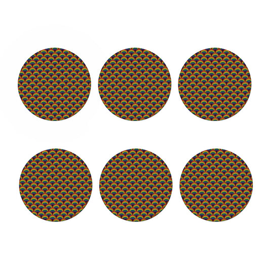 Rainbow Wave Pattern Print Coaster Set