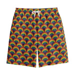 Rainbow Wave Pattern Print Cotton Shorts