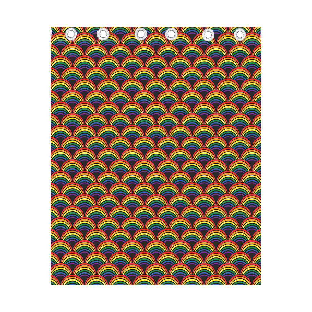Rainbow Wave Pattern Print Curtain