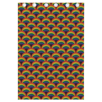 Rainbow Wave Pattern Print Curtain