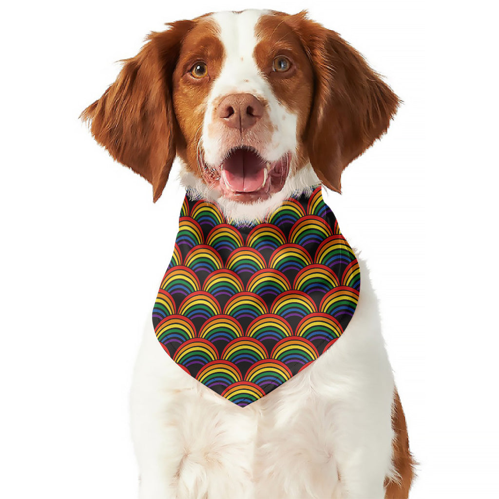 Rainbow Wave Pattern Print Dog Bandana