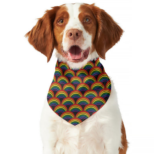 Rainbow Wave Pattern Print Dog Bandana