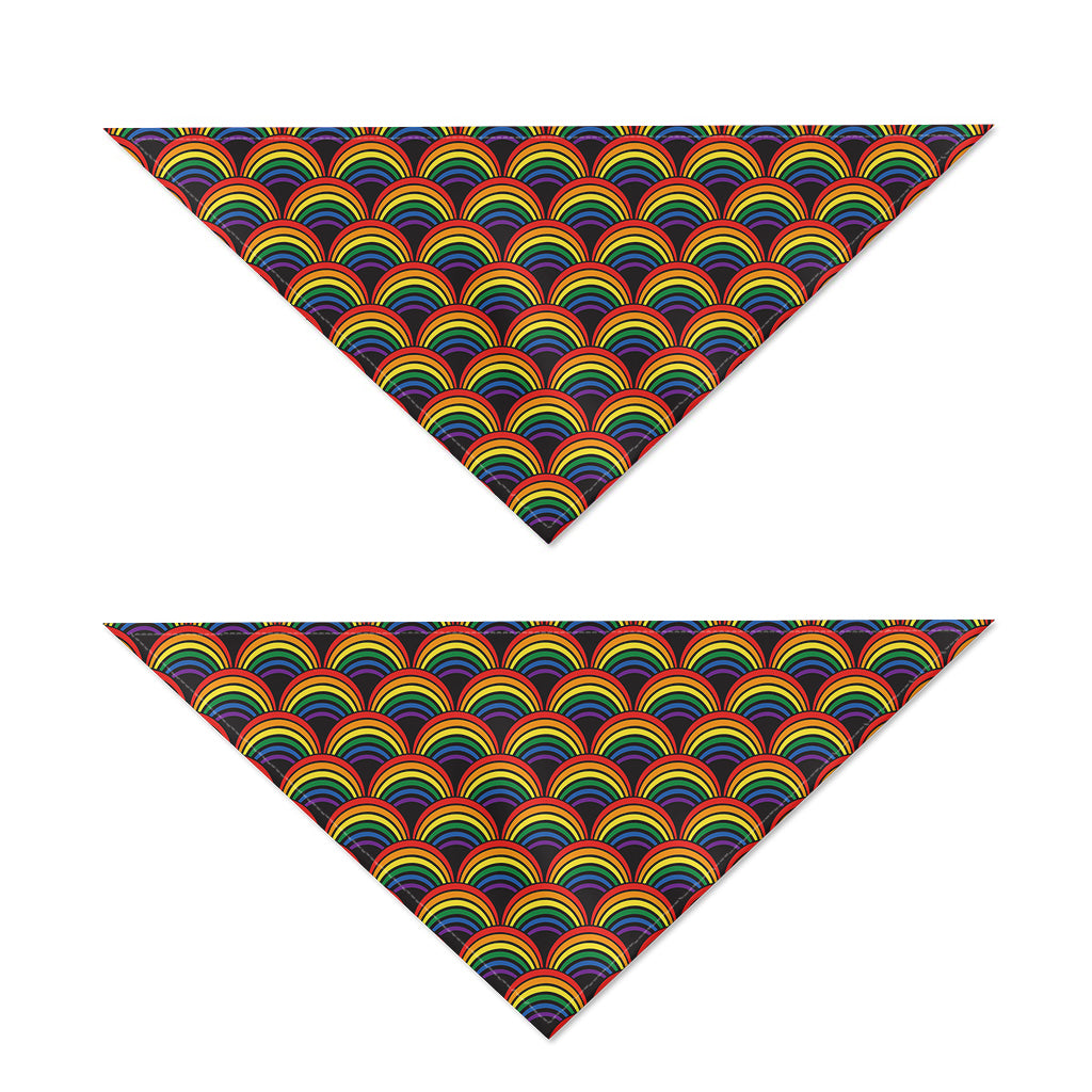 Rainbow Wave Pattern Print Dog Bandana