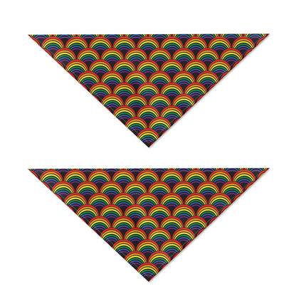 Rainbow Wave Pattern Print Dog Bandana