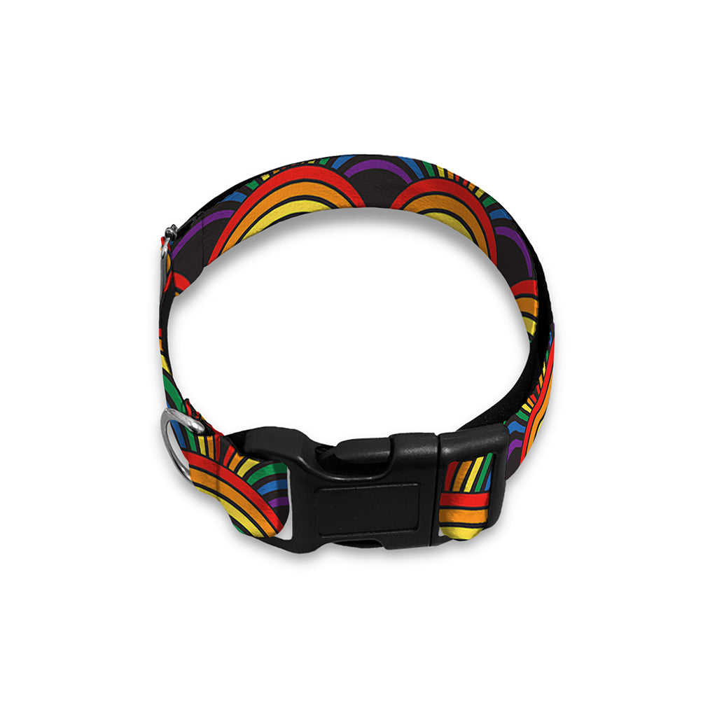 Rainbow Wave Pattern Print Dog Collar