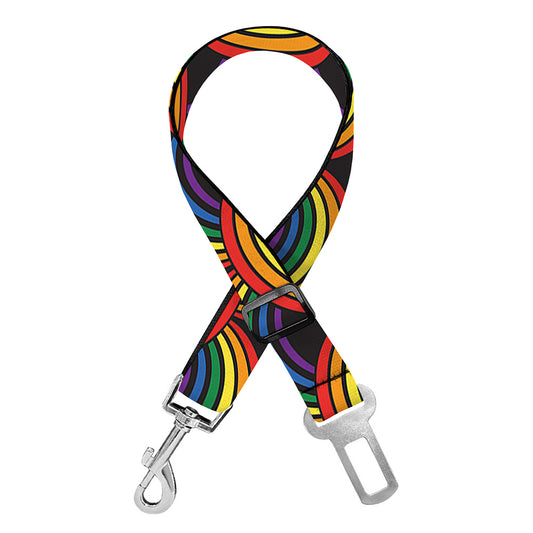 Rainbow Wave Pattern Print Dog Seat Belt
