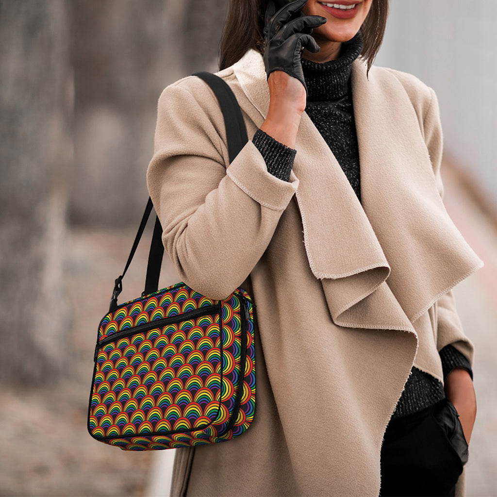 Rainbow Wave Pattern Print Double Strap Bible Bag