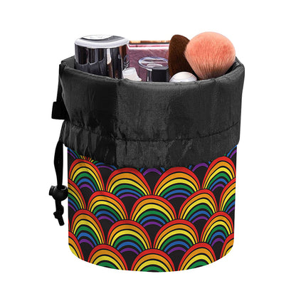 Rainbow Wave Pattern Print Drawstring Makeup Bag