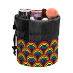 Rainbow Wave Pattern Print Drawstring Makeup Bag