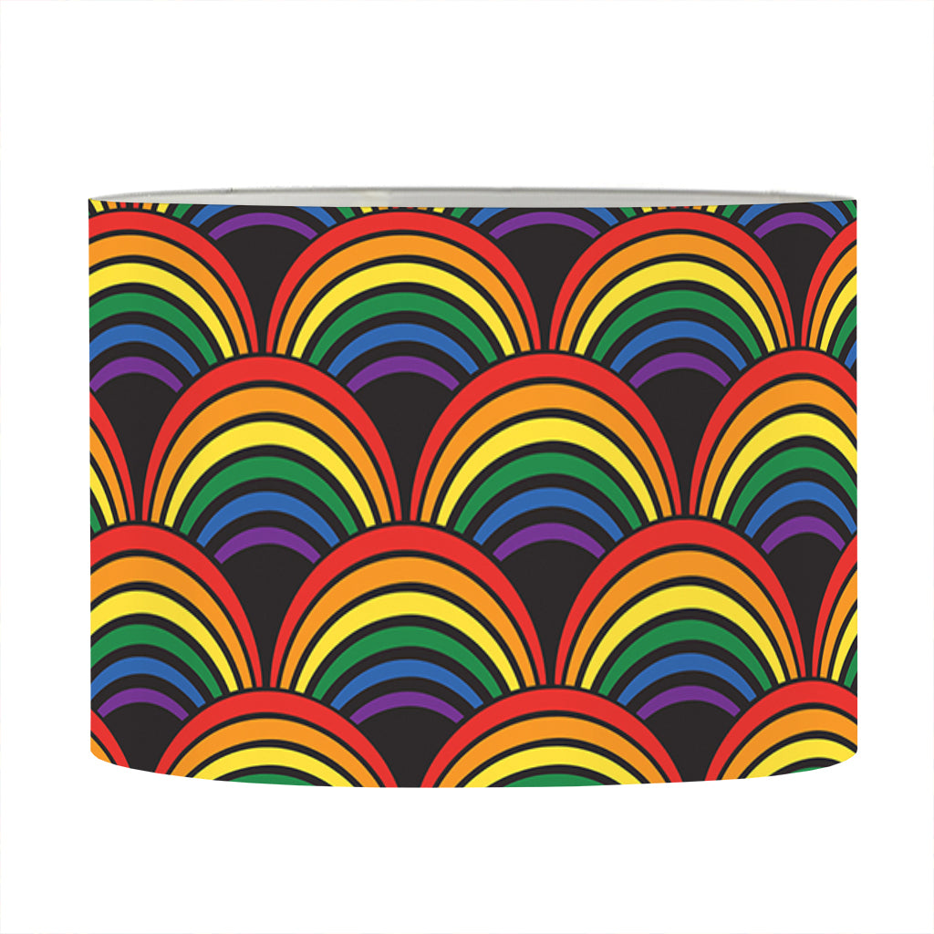 Rainbow Wave Pattern Print Drum Lamp Shade