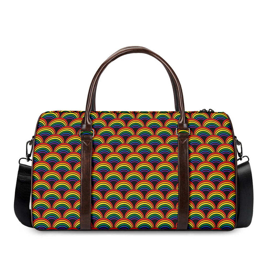 Rainbow Wave Pattern Print Duffle Bag