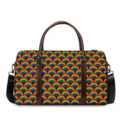 Rainbow Wave Pattern Print Duffle Bag