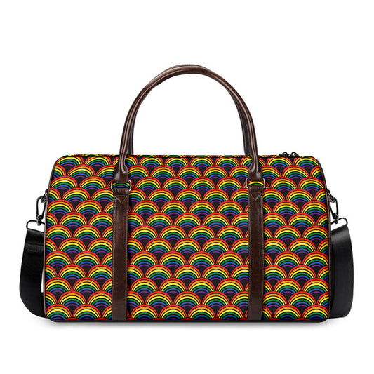 Rainbow Wave Pattern Print Duffle Bag