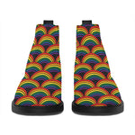 Rainbow Wave Pattern Print Flat Ankle Boots