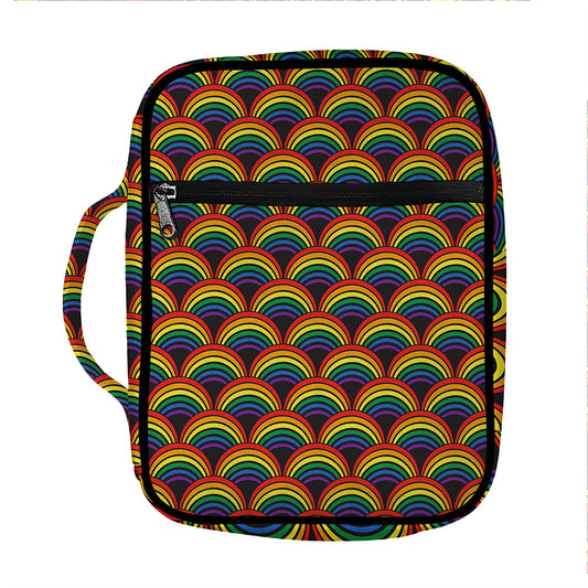 Rainbow Wave Pattern Print Front Pocket Bible Bag