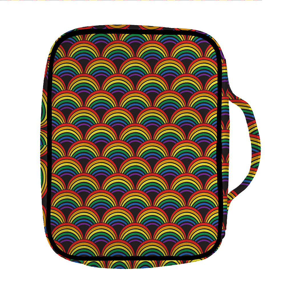 Rainbow Wave Pattern Print Front Pocket Bible Bag