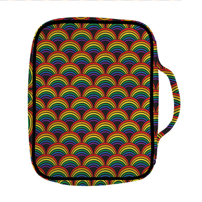 Rainbow Wave Pattern Print Front Pocket Bible Bag