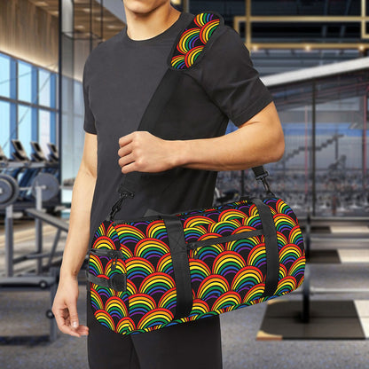 Rainbow Wave Pattern Print Gym Bag