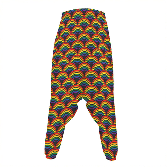 Rainbow Wave Pattern Print Hammer Pants