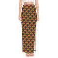 Rainbow Wave Pattern Print High Slit Maxi Skirt
